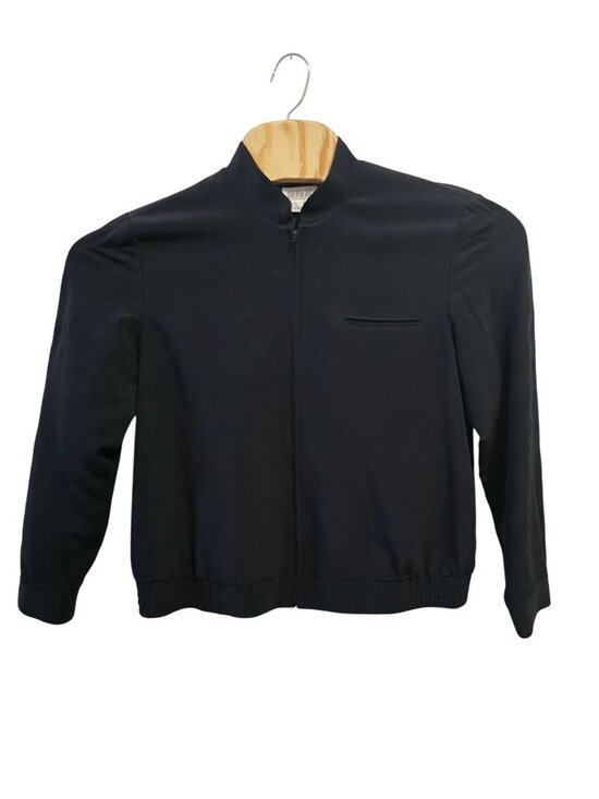 due per due Jackets & Blazers - Vintaeg Due Per Due Black Silk Womens Lightweight Jacket Mandarin Collar Size 12